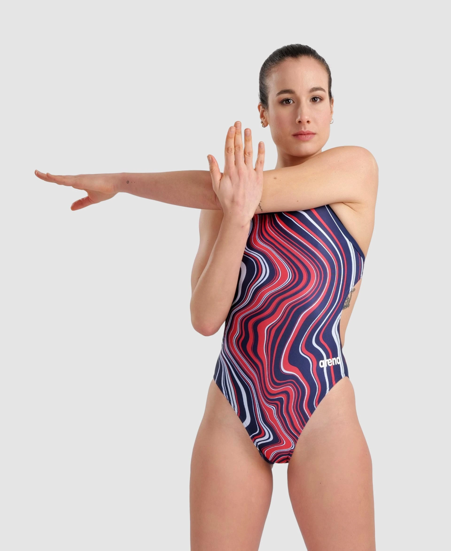 Arena W Swimsuit Challenge Back Marbled Badpak